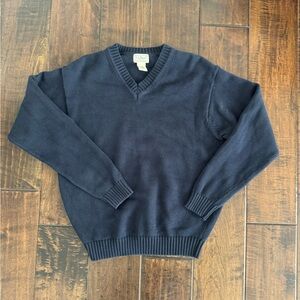 Vintage LL Bean Sweater Mens Small Mavy Rib Fisherman Knit Vneck Cotton